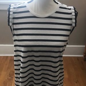 Loft striped ruffle pleated sleeve tank top